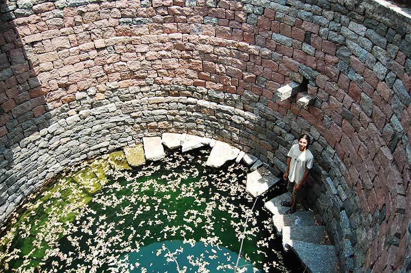 Inside the Well Student standing inside an Open Well